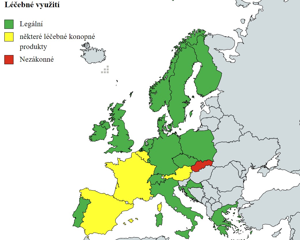 státy, kde je využití léčebného konopí legální